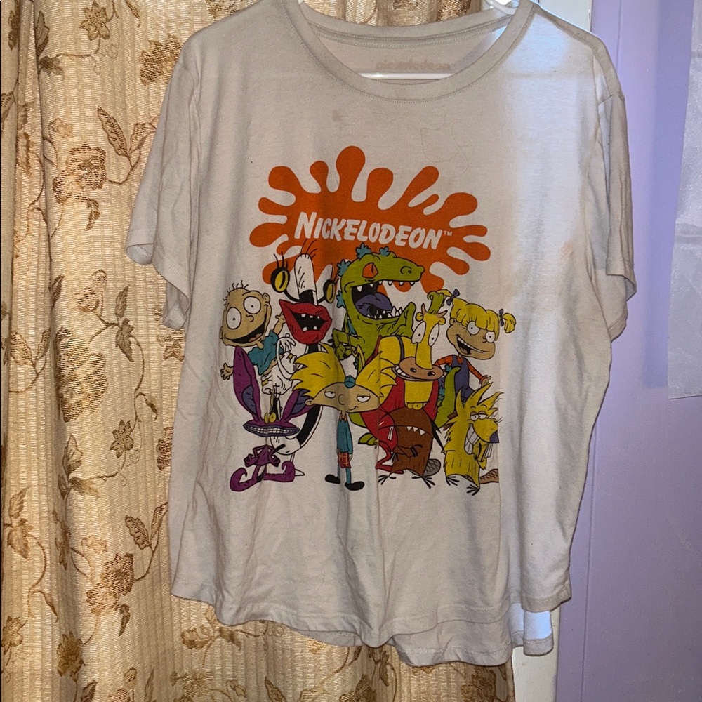 Nickelodeon White T-Shirt with Colorful Characters